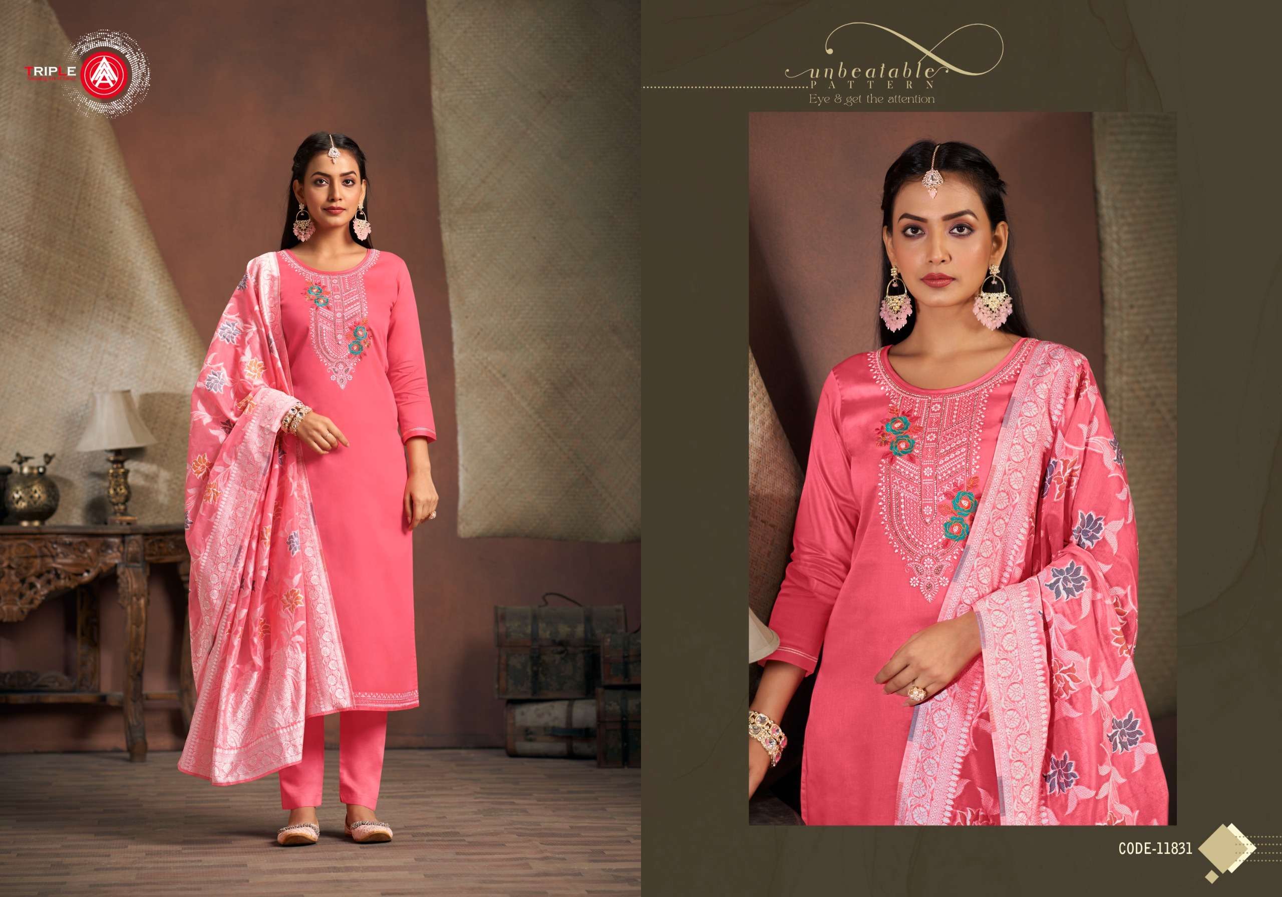 triple aaa aas edition 7 jam silk cotton innovative look salwar suit catalog