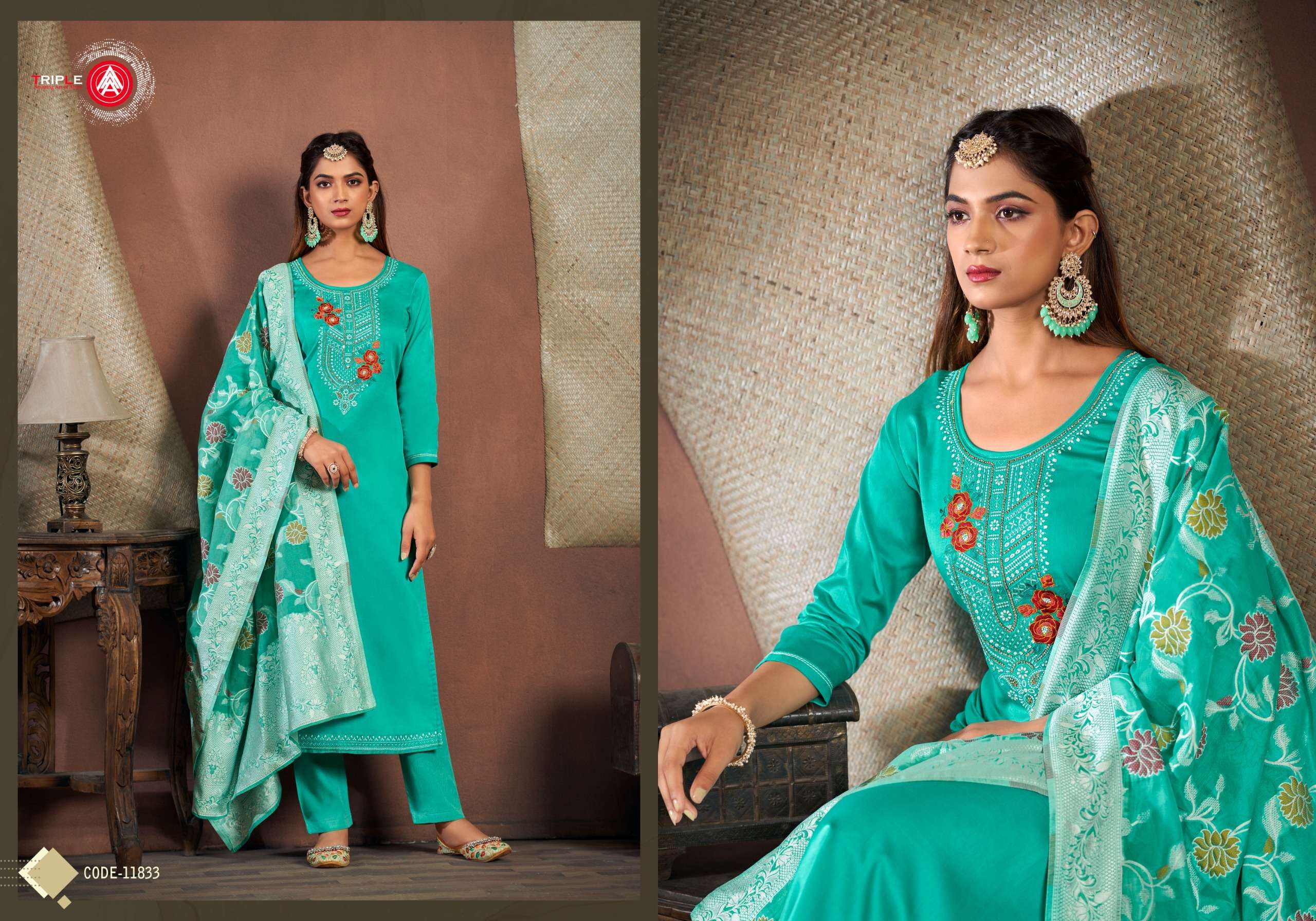 triple aaa aas edition 7 jam silk cotton innovative look salwar suit catalog