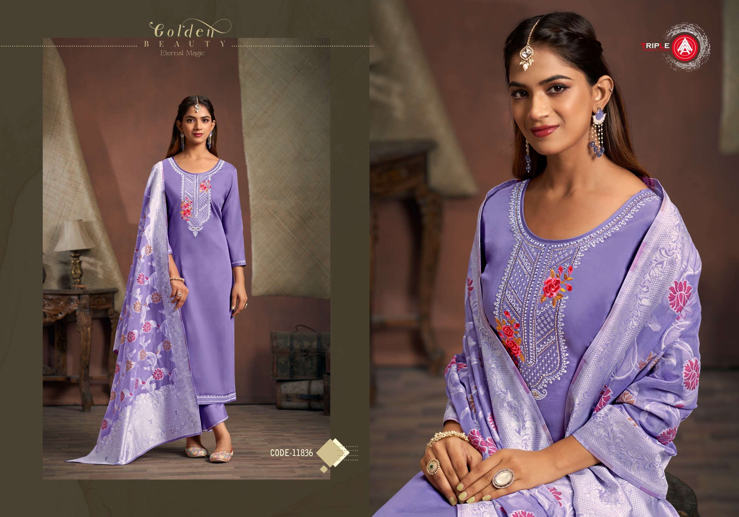 triple aaa aas edition 7 jam silk cotton innovative look salwar suit catalog