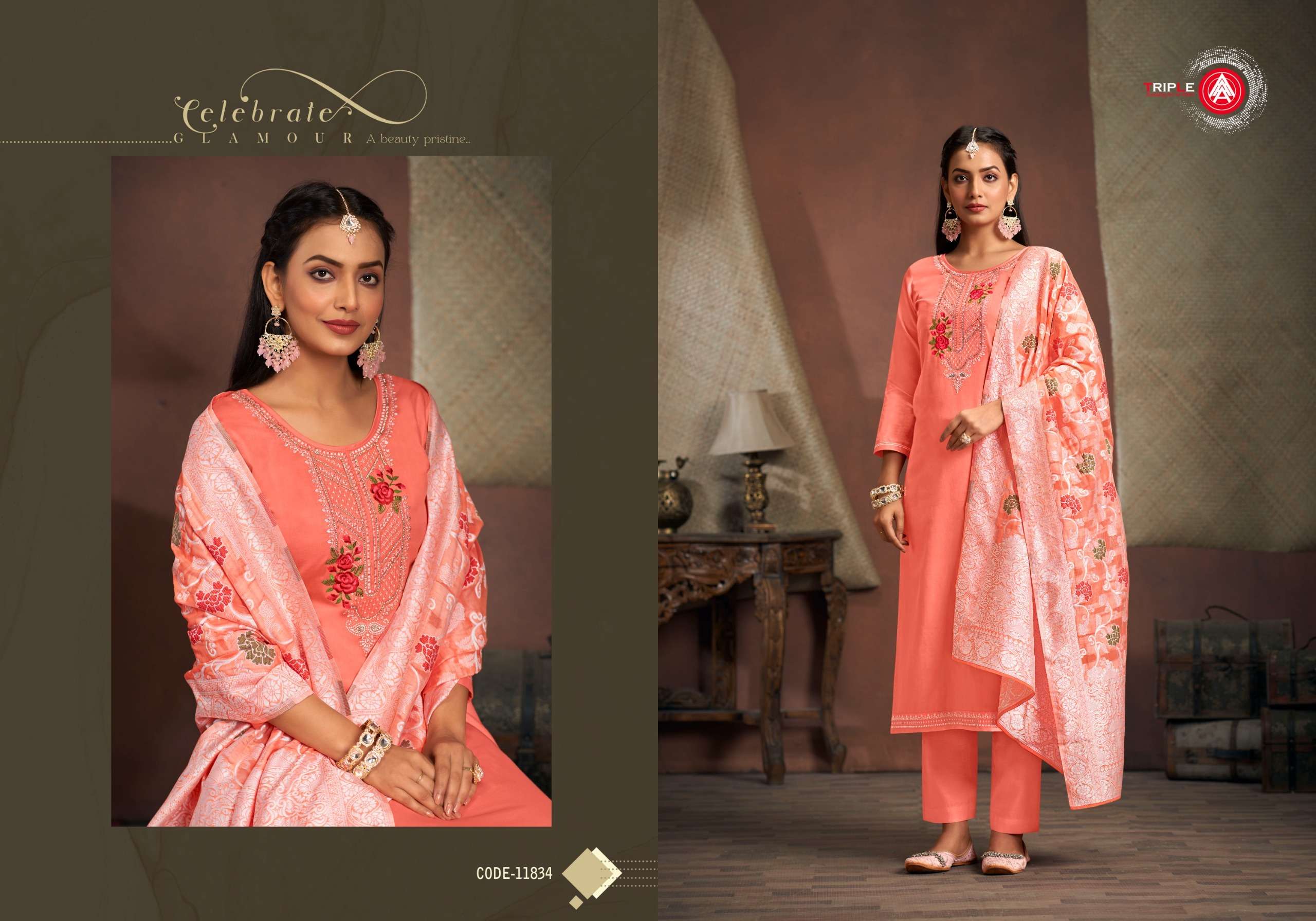 triple aaa aas edition 7 jam silk cotton innovative look salwar suit catalog