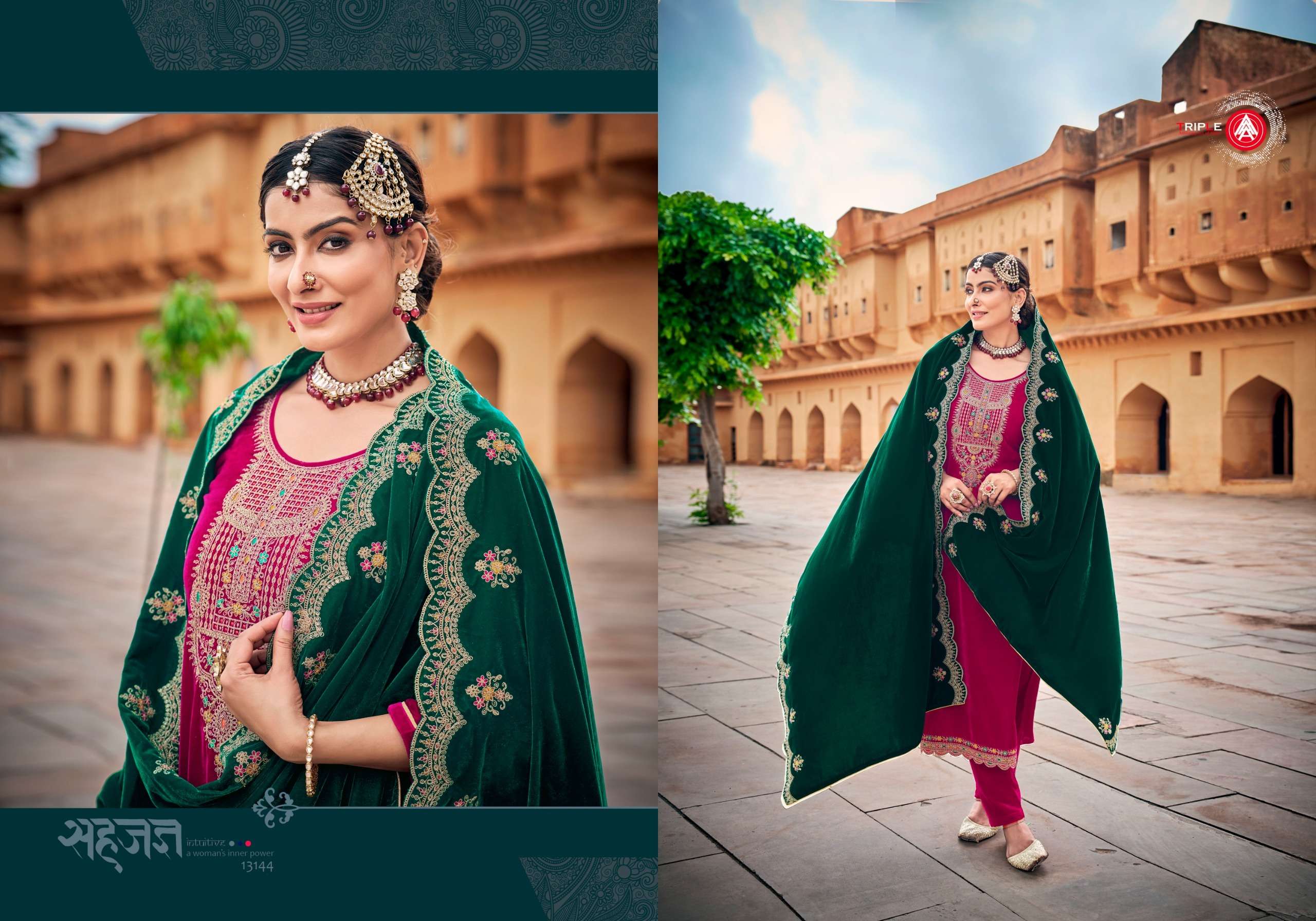 triple aaa alaknanda viscose attrective look salwar suit catalog