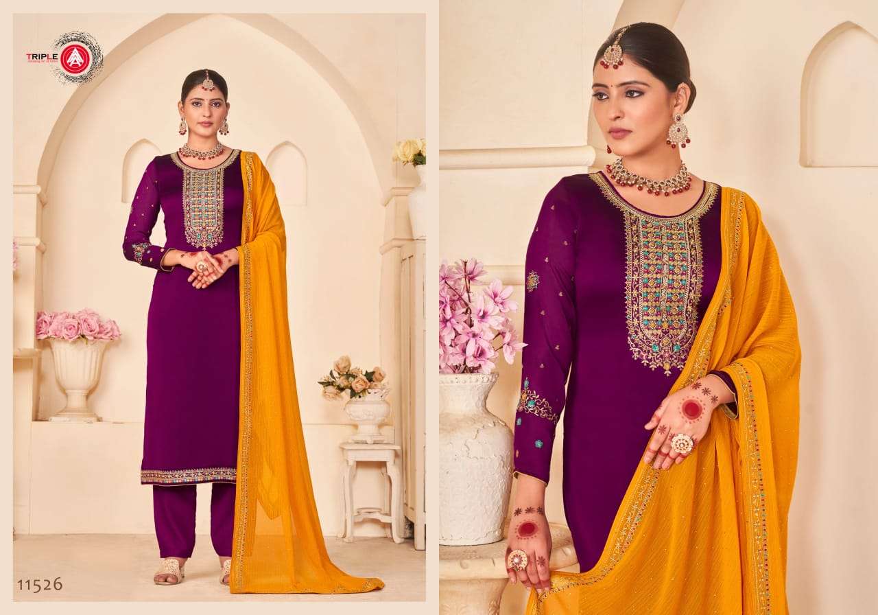 triple aaa anokhi crape silk decent look salwar suit catalog