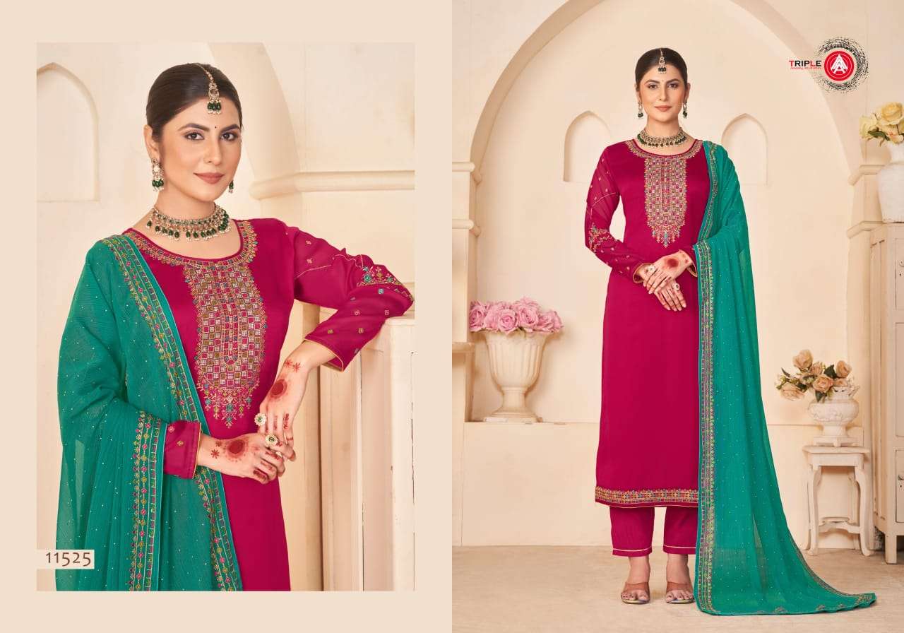 triple aaa anokhi crape silk decent look salwar suit catalog