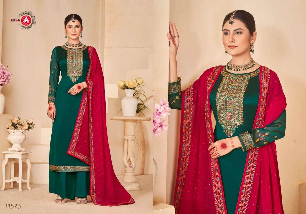 triple aaa anokhi crape silk decent look salwar suit catalog