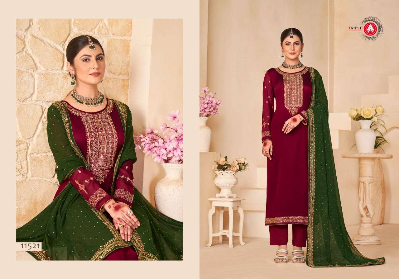 triple aaa anokhi crape silk decent look salwar suit catalog