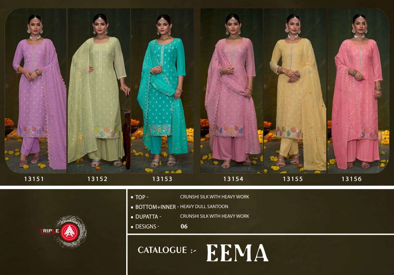 triple aaa eema crunchi silk catchy look salwar suit catalog