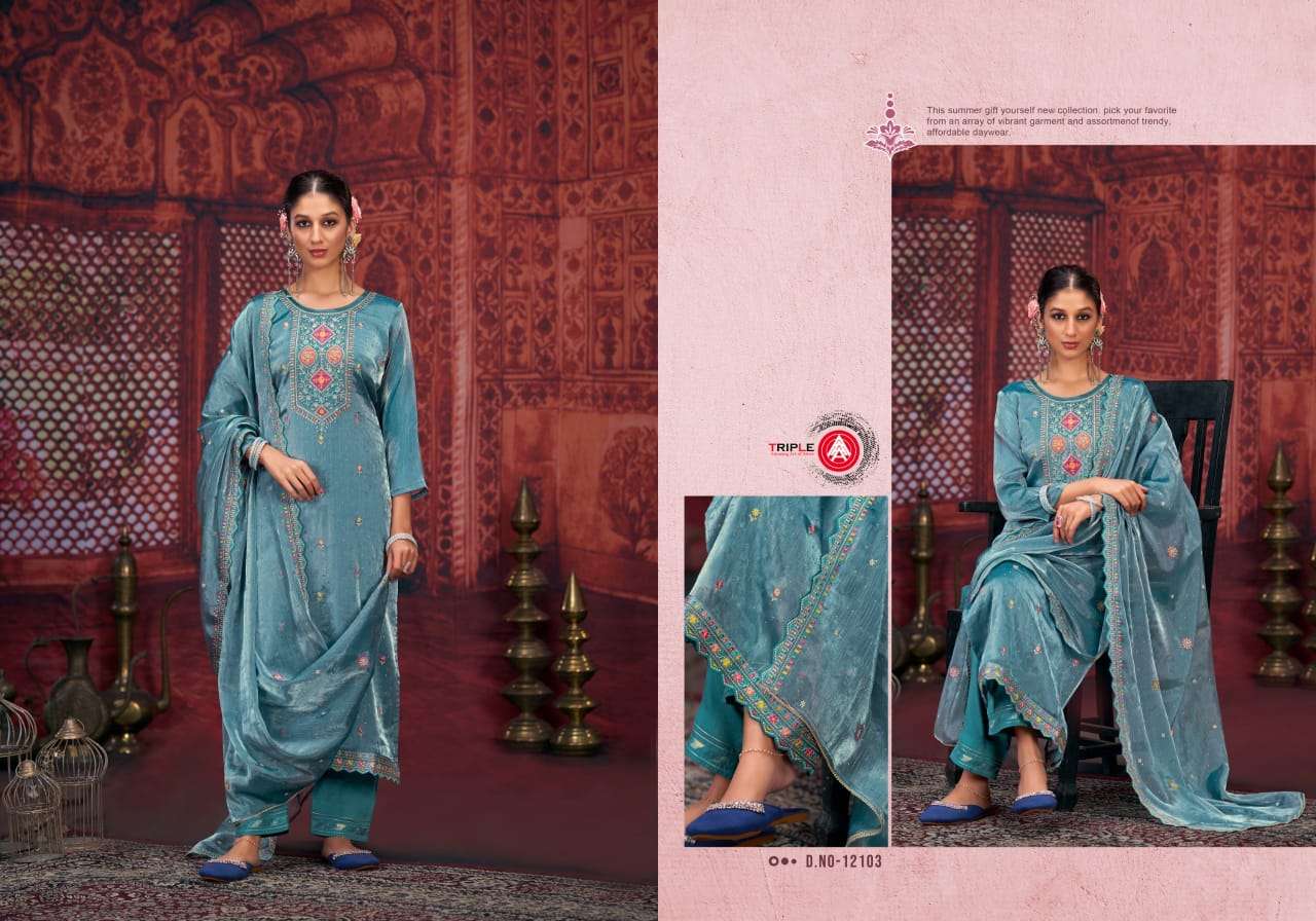 triple aaa scarlet bamberg silk attrective look salwar suit catalog