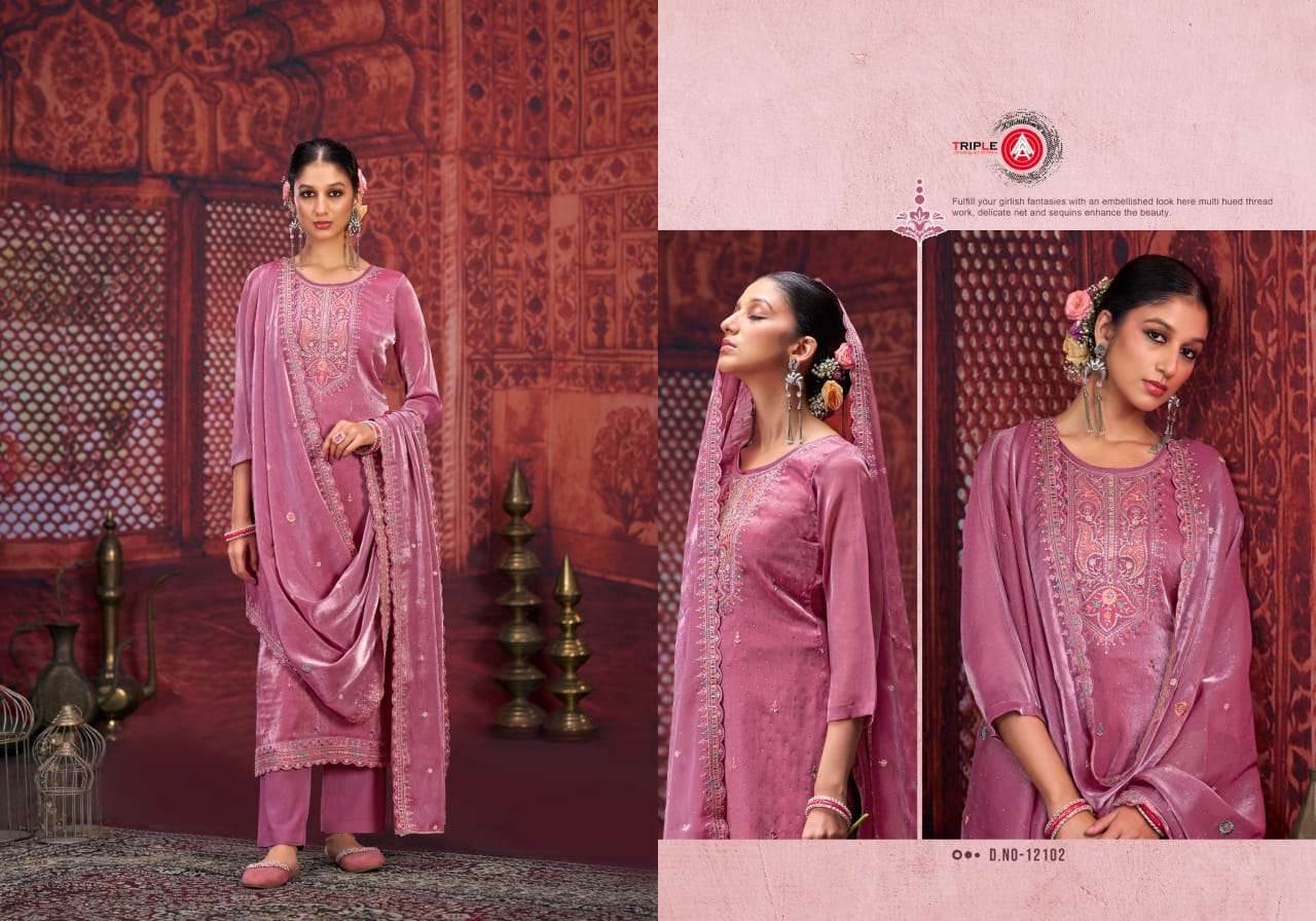 triple aaa scarlet bamberg silk attrective look salwar suit catalog