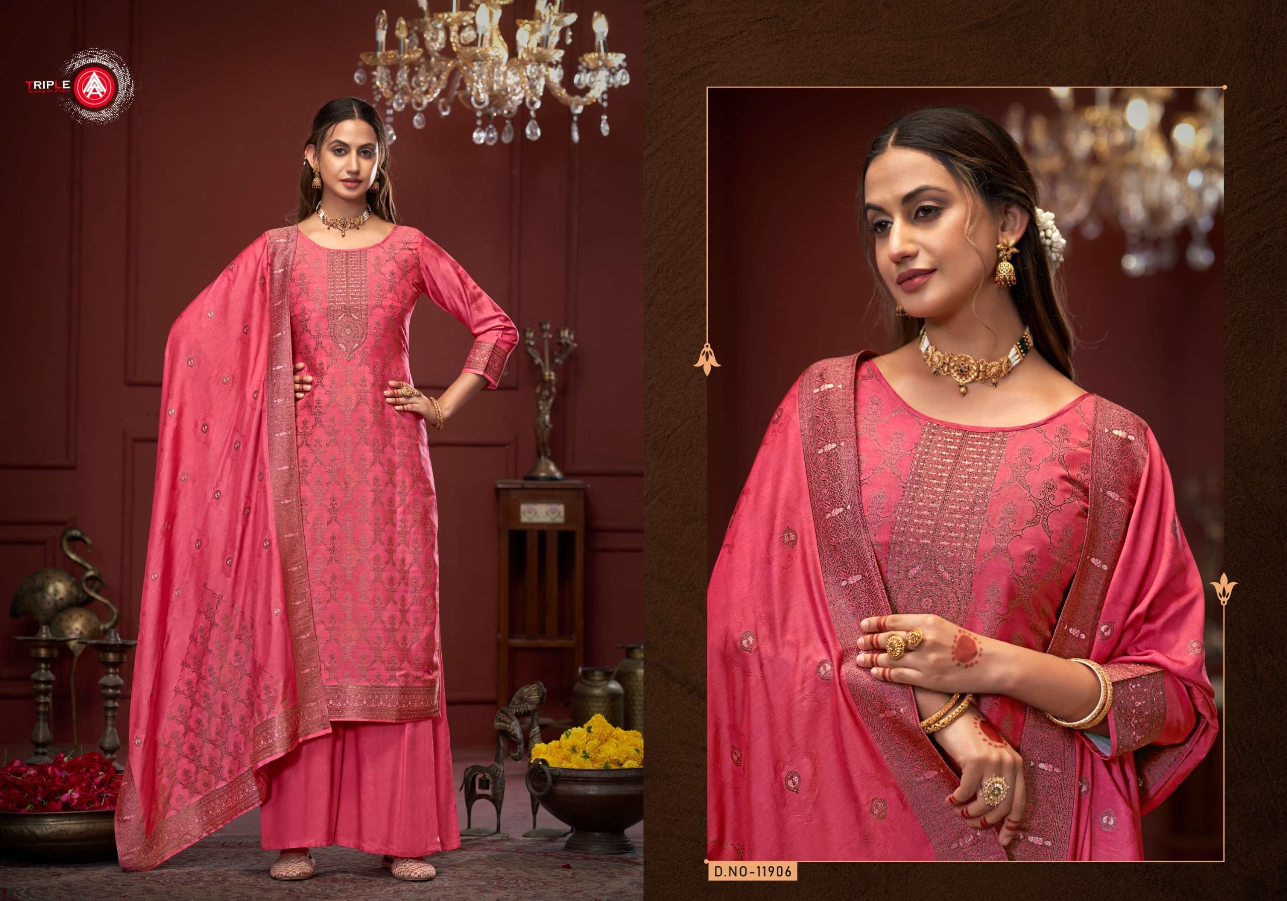 triple aaa stuti viscose muslin attrective look salwar suit catalog