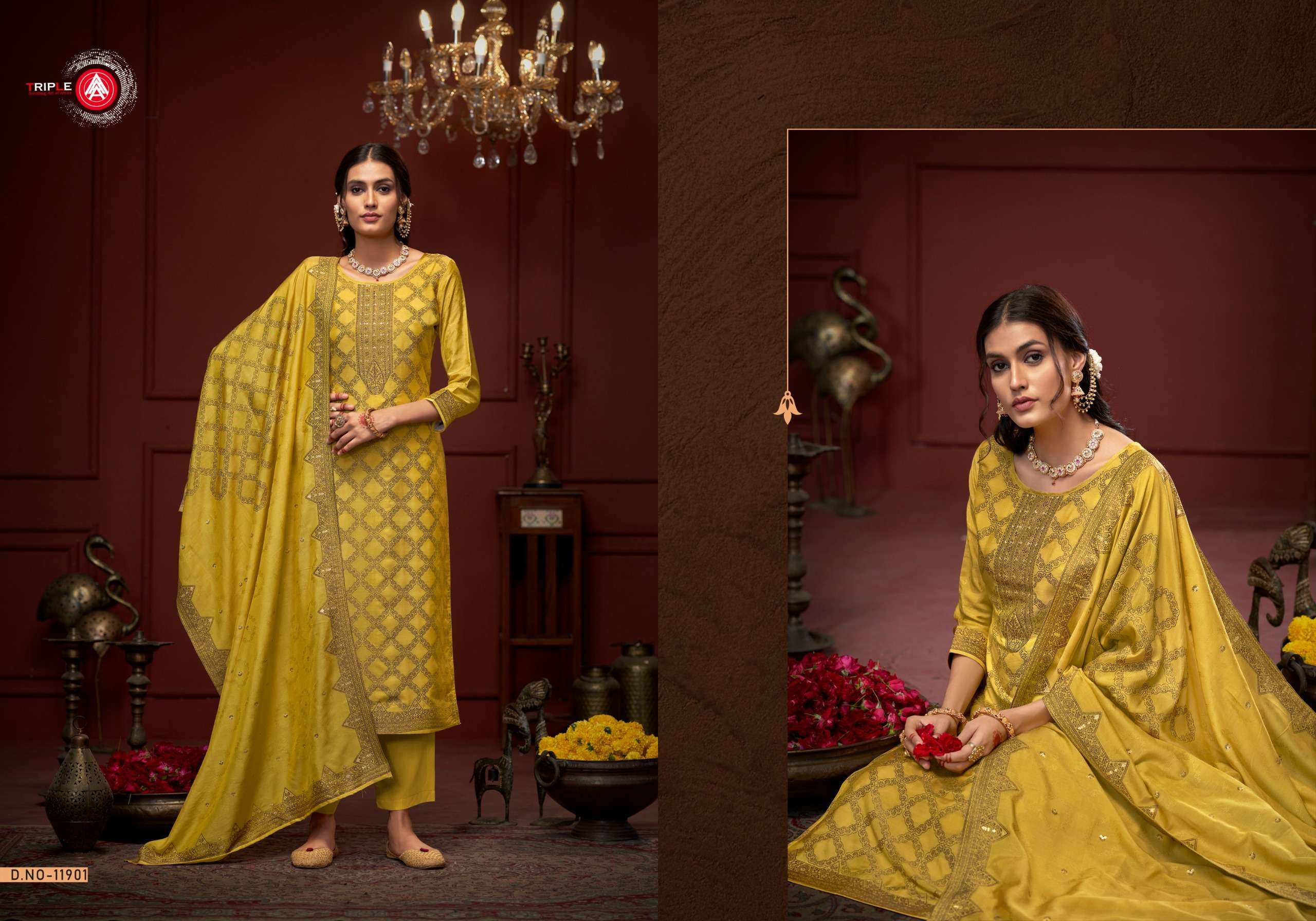 triple aaa stuti viscose muslin attrective look salwar suit catalog