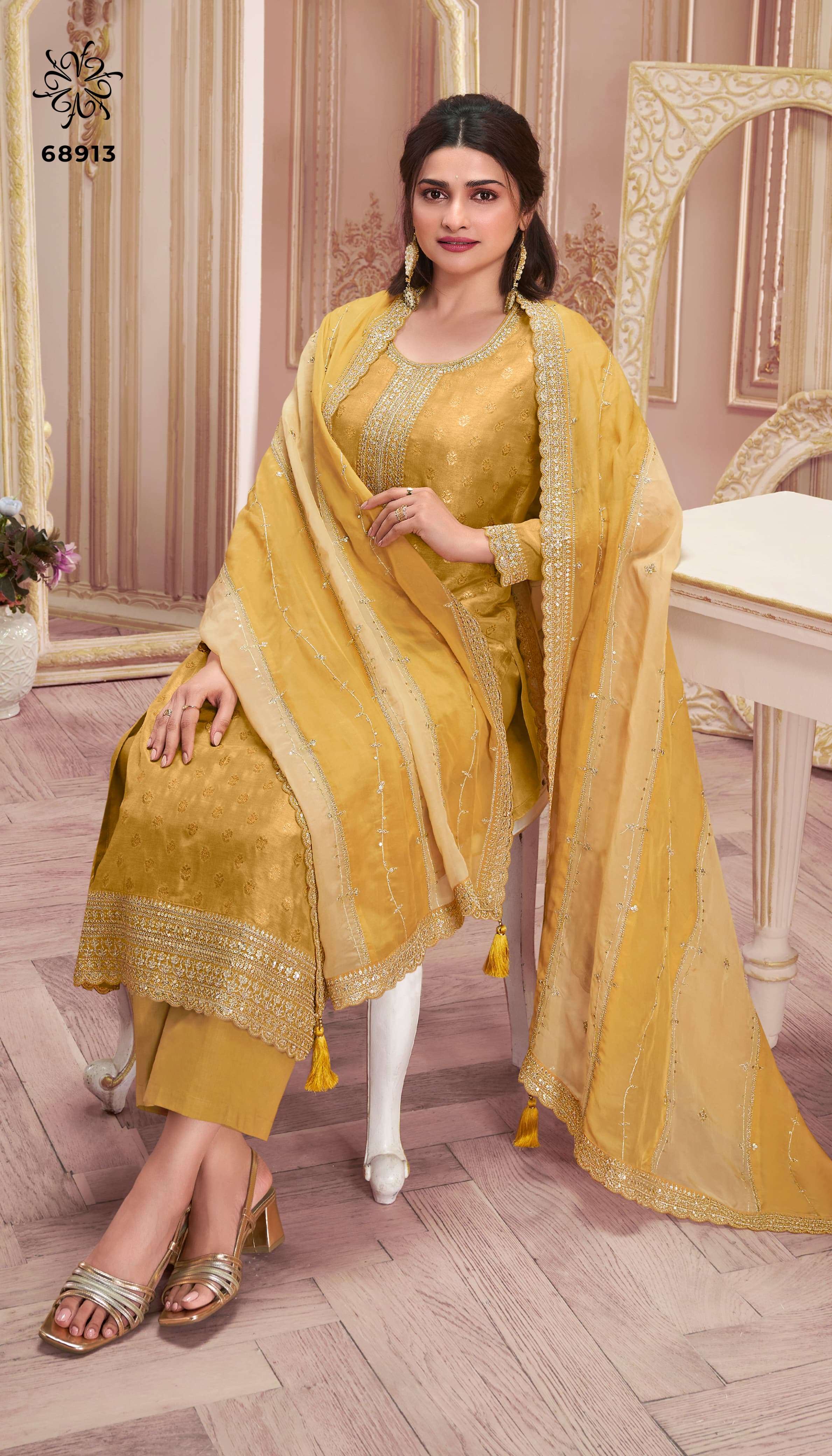 vinay fashion kuleesh shristi light embroiderd dola jeqard attrective look salwar suit catalog