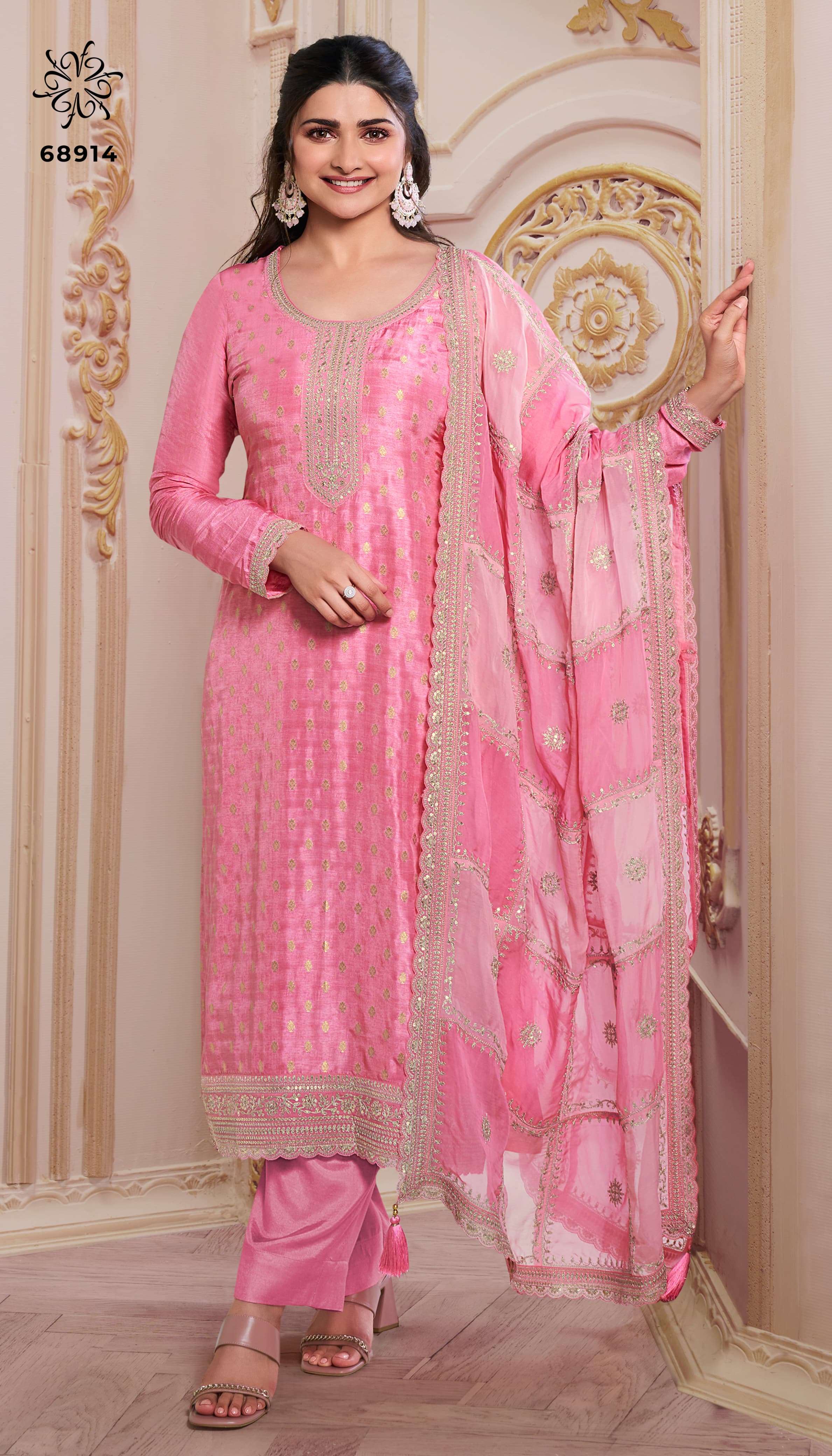 vinay fashion kuleesh shristi light embroiderd dola jeqard attrective look salwar suit catalog