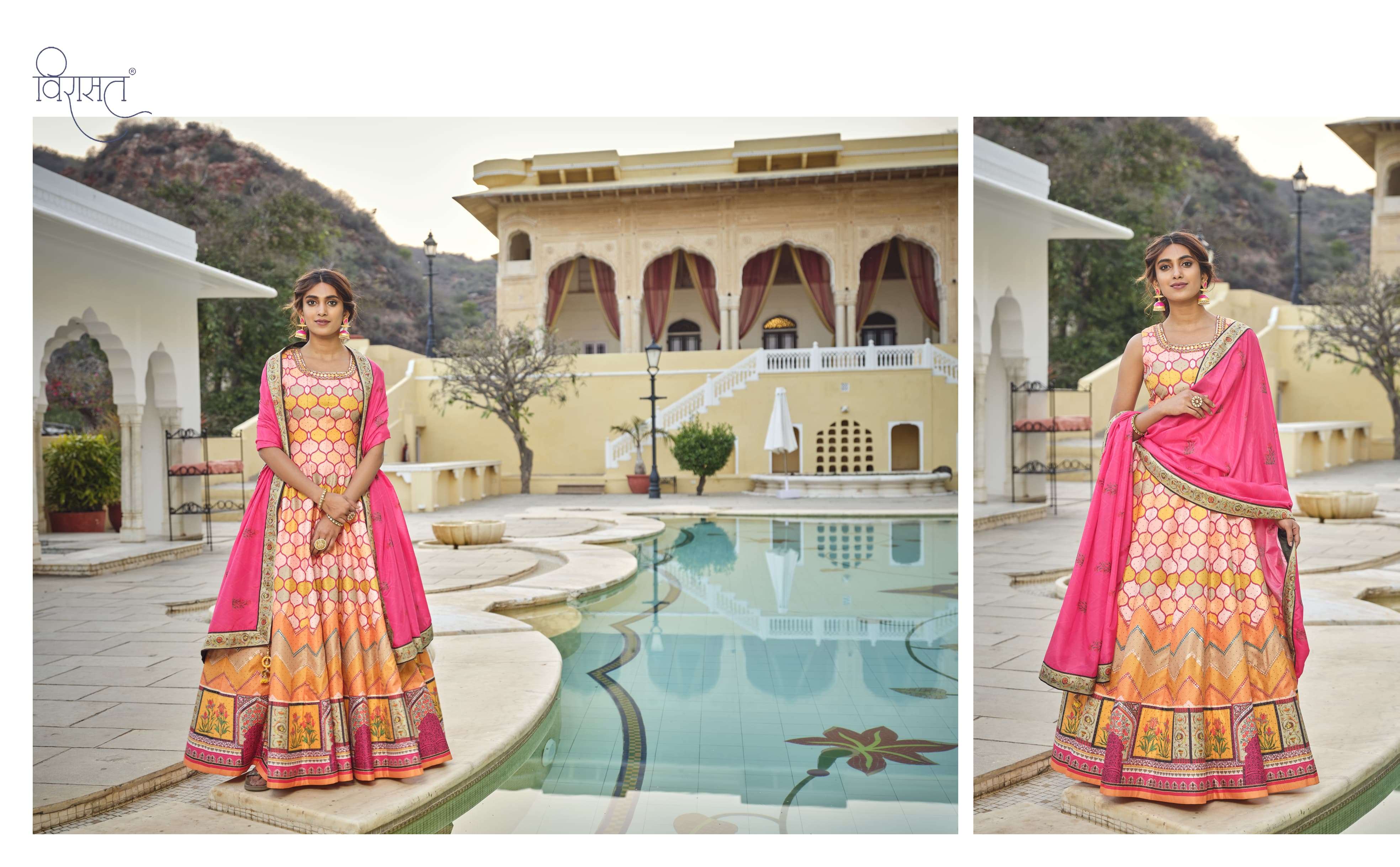 virasat peshwai cherry silk festive look indo western catalog