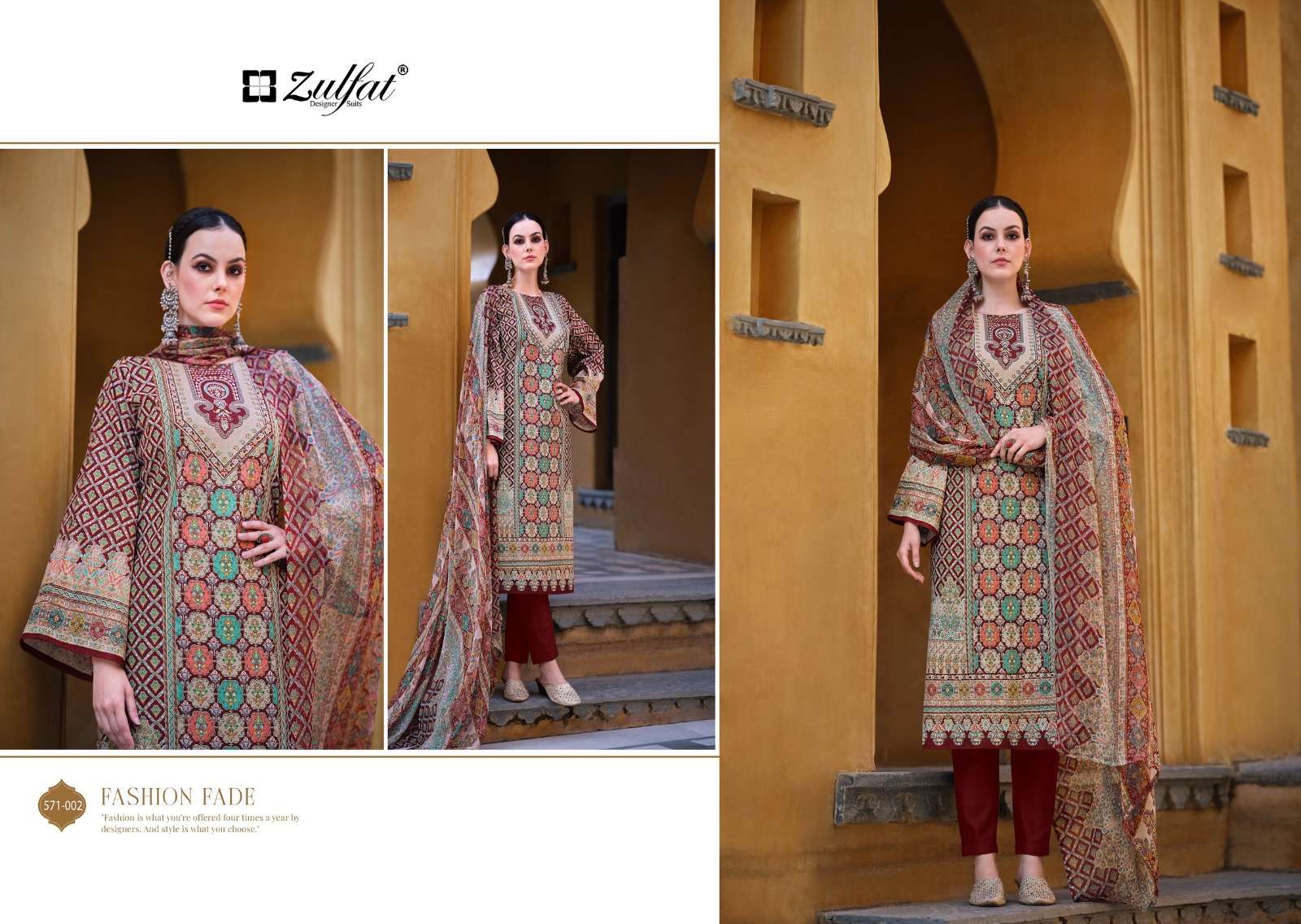 zulfat designer suits saima cotton regal look salwar suit catalog