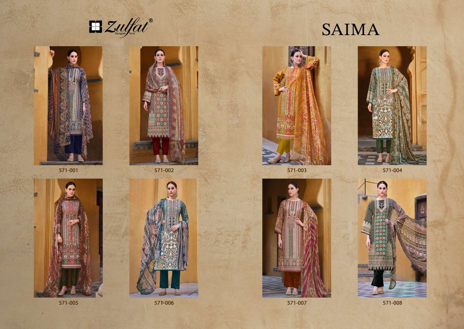 zulfat designer suits saima cotton regal look salwar suit catalog