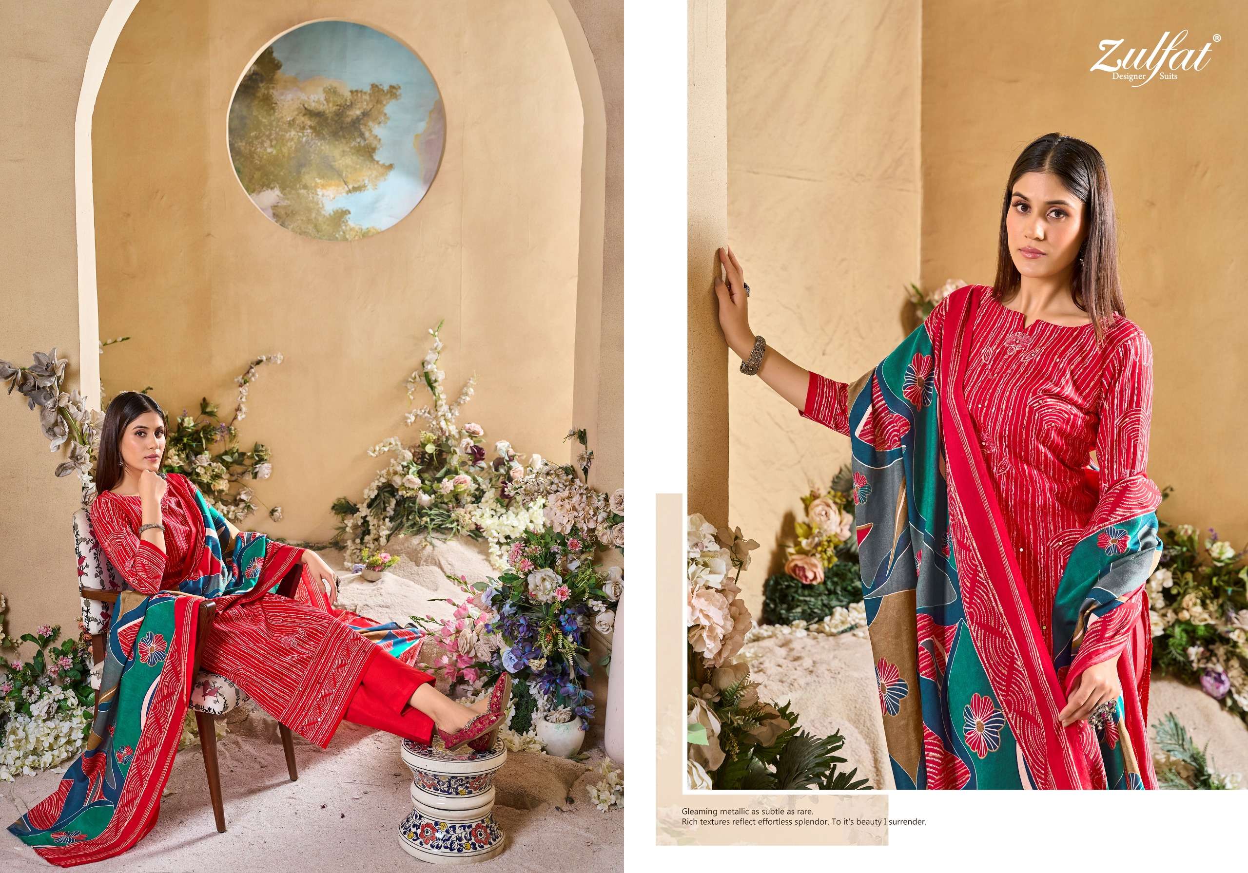 zulfat designer suits tania vol 5 cotton regal look salwar suit catalog