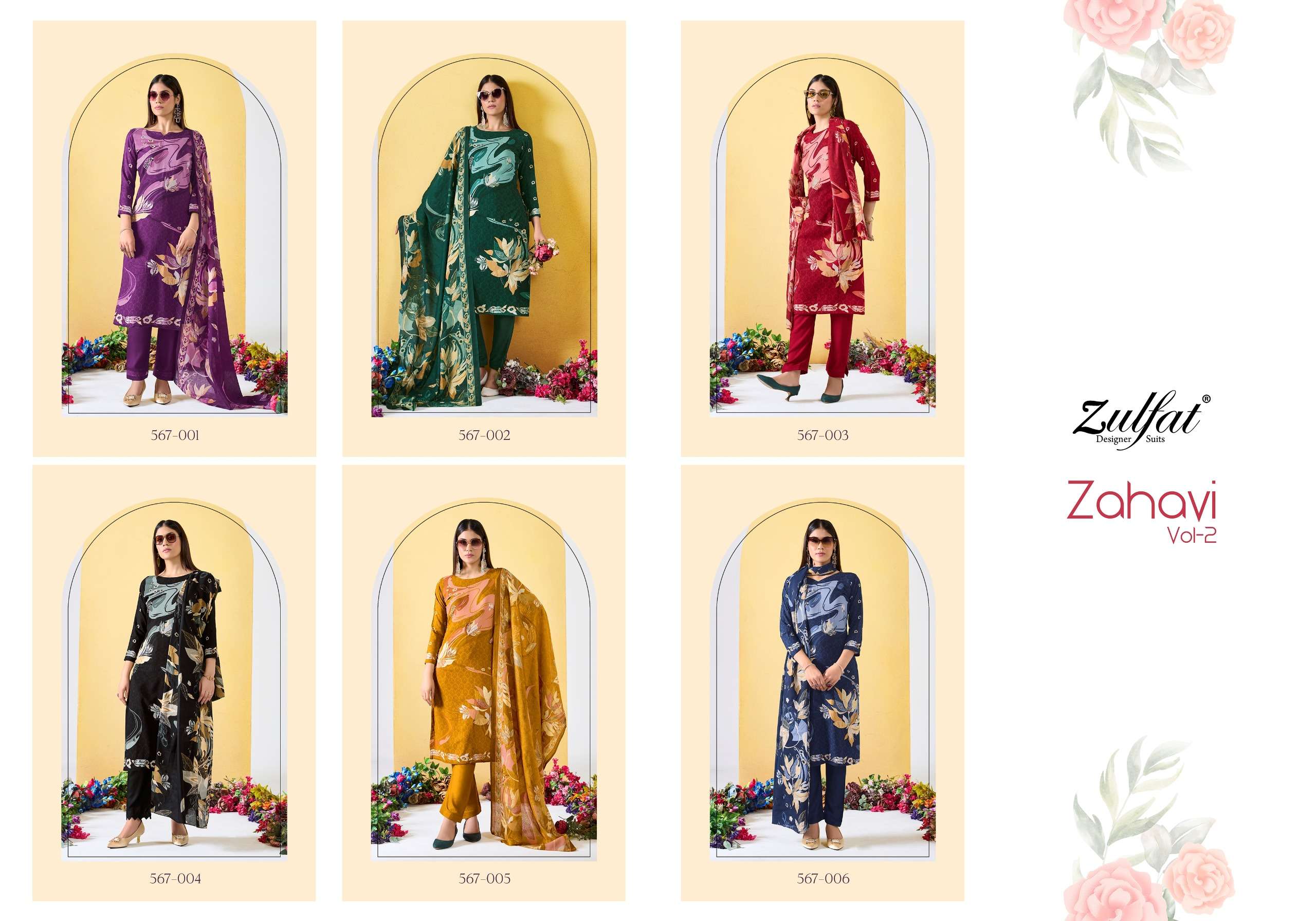 zulfat designer suits zahavi vol 2 viscose exclusive look salwar suit catalog