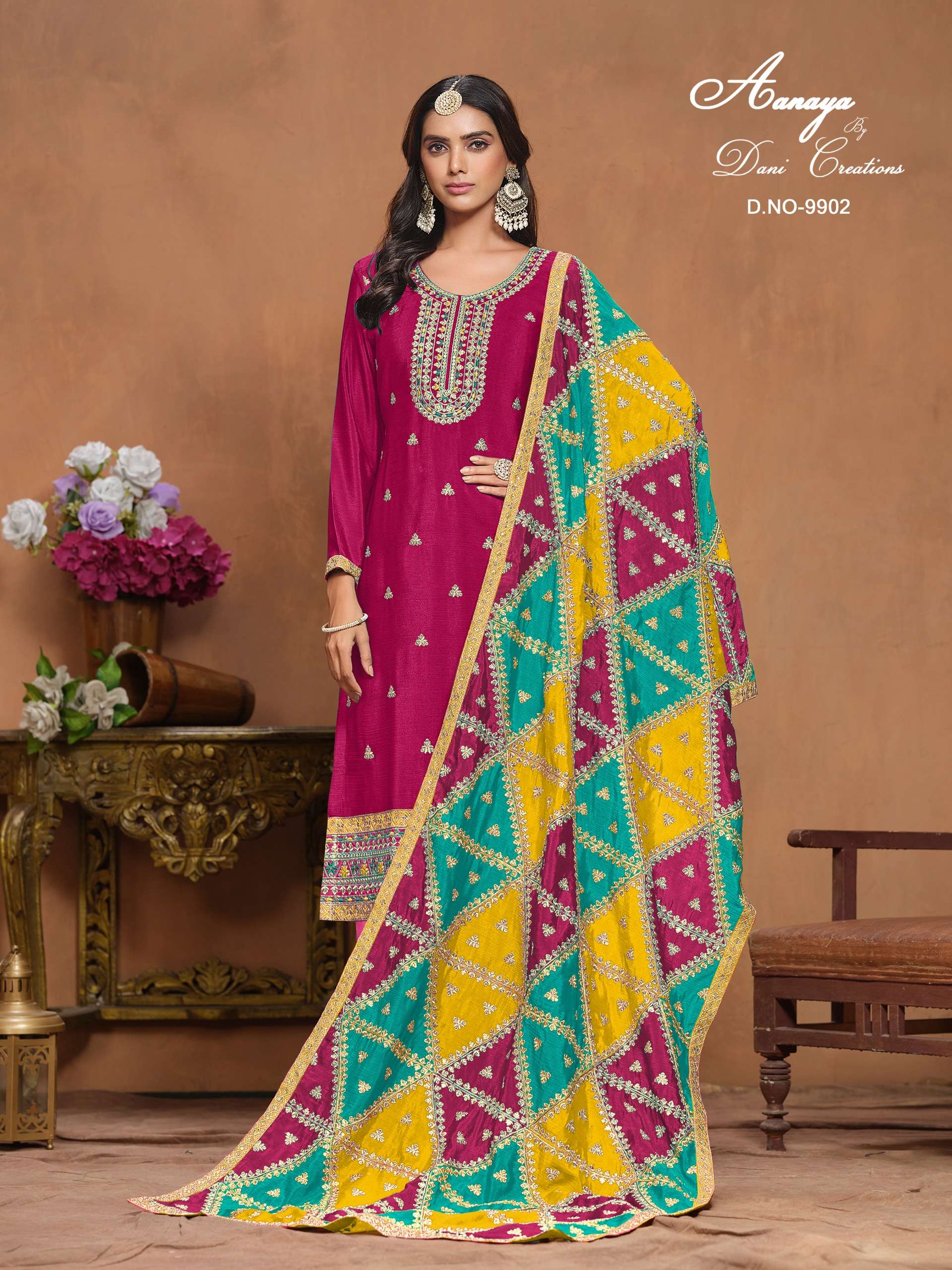 dani aanaya vol 199 chinon silk innovative look salwar suit catalog