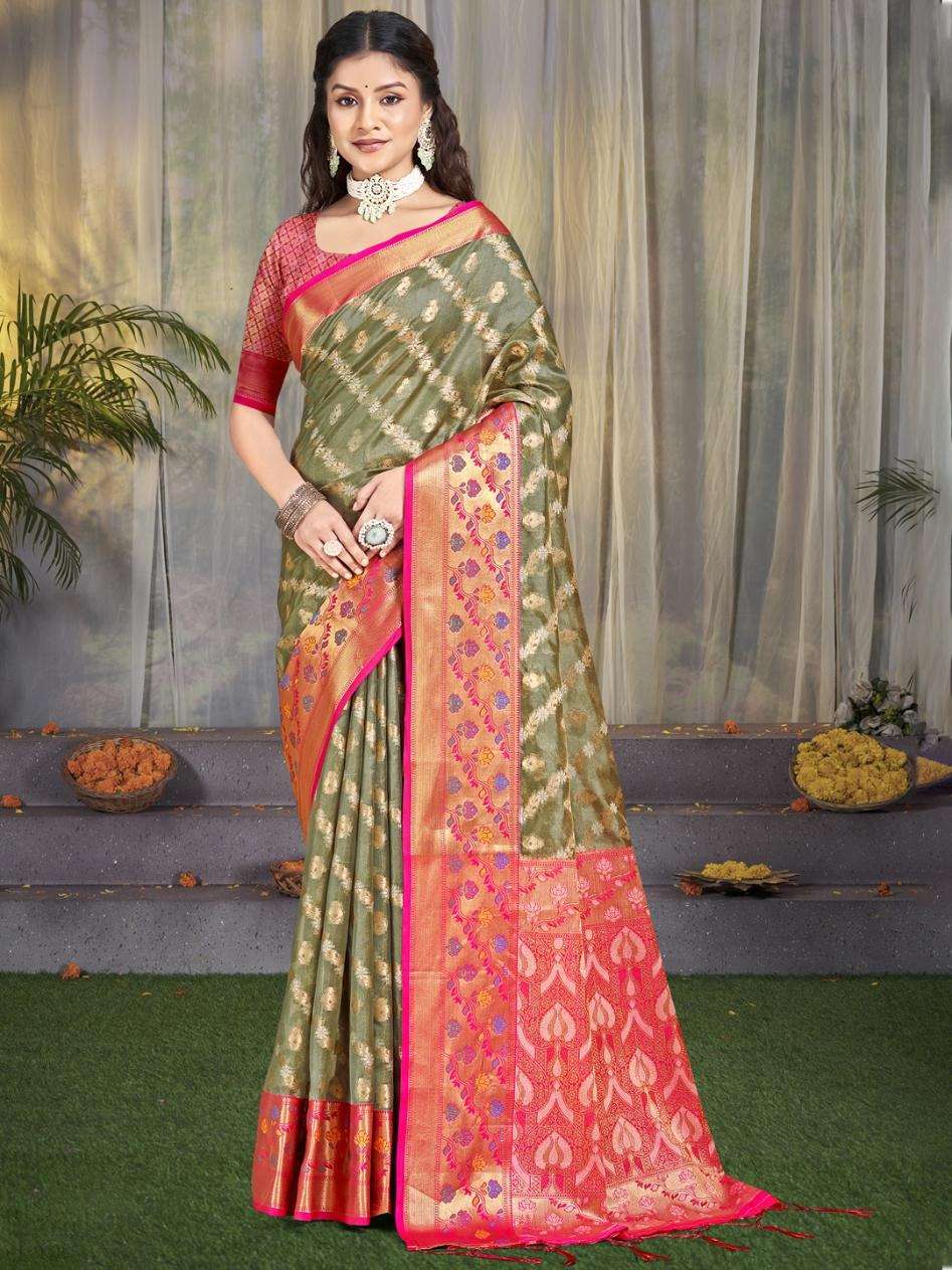 sangam prints bunawat aAkshya cotton silk catchy look saree catalog