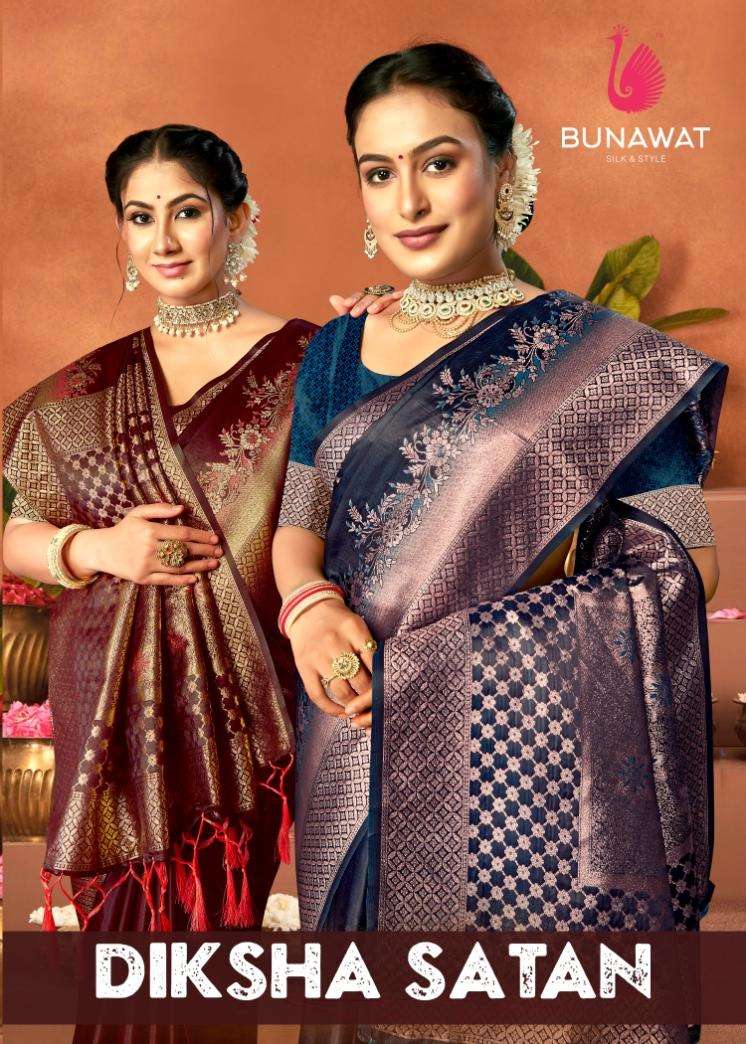 sangam prints bunawat diksha satan satin silk exclusive look saree catalog