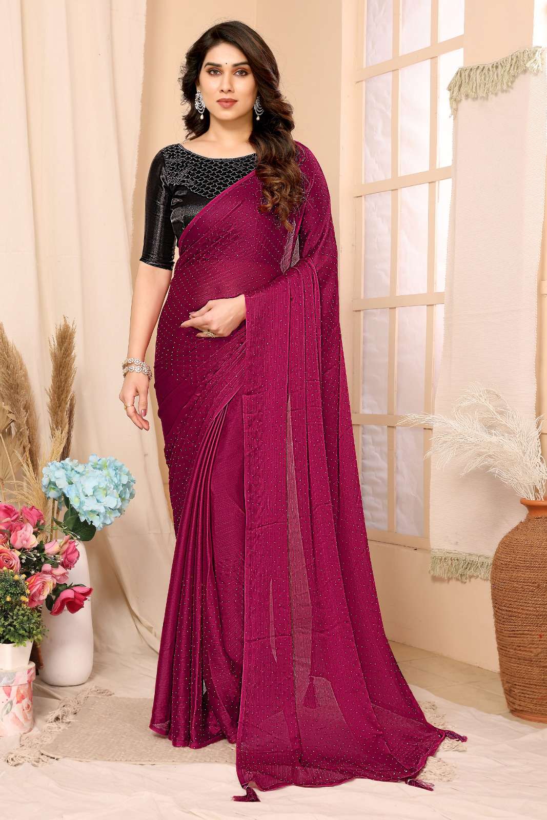 vivera Antra Sarees Satin chiffon catchy look saree single